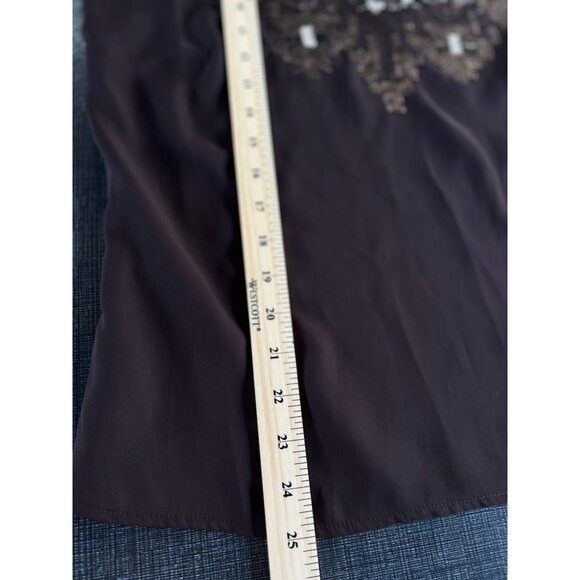 NEW Lauren Ralph Lauren 10 V-neck Spangle Sequins Blouse Tank Top Brown Lined - Picture 6 of 9